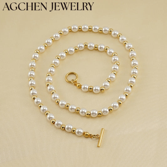 AG Neoksidebla Ŝtala Perla Ĉena Kolĉeno