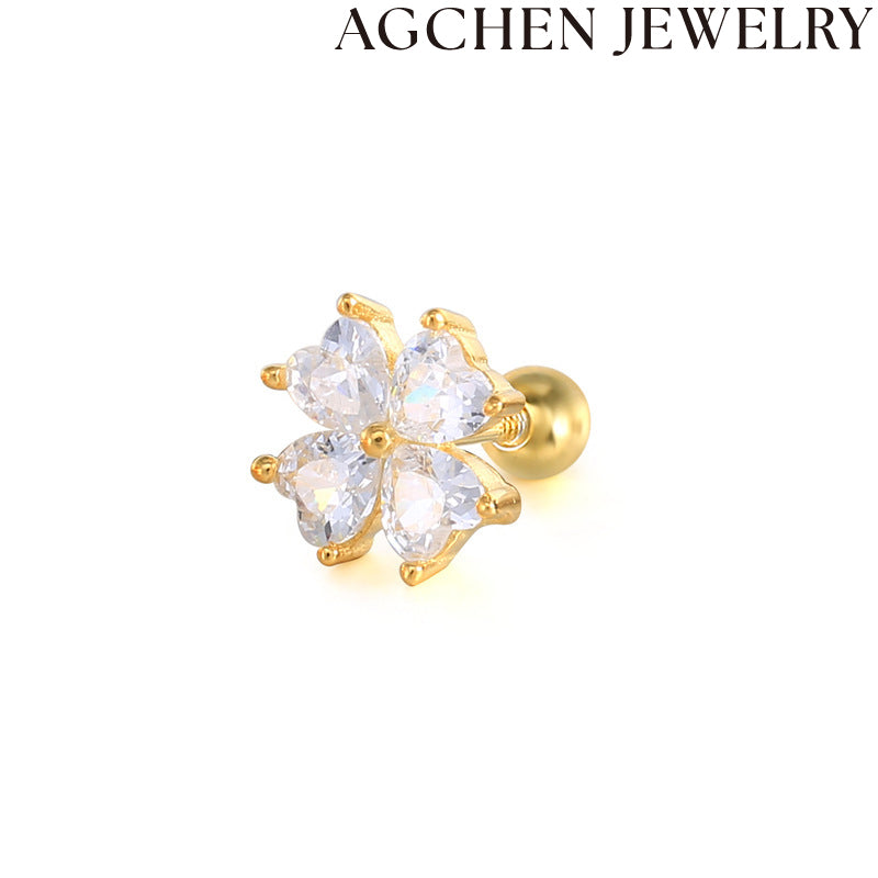 AG Zirconia Flower Stud Earrings