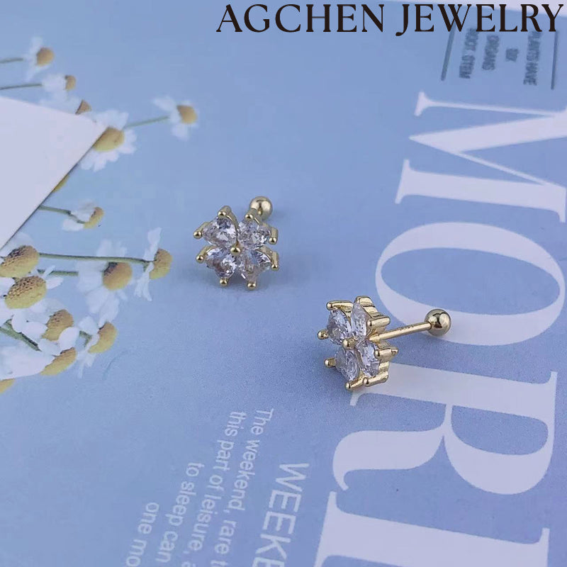 AG Zirconia Flower Stud Earrings