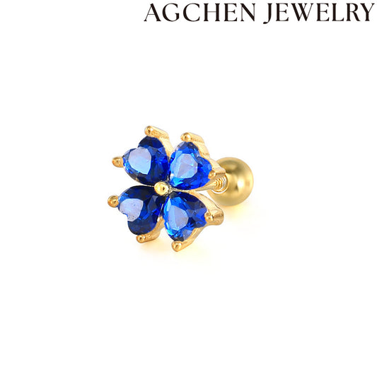 AG Zirconia Flower Stud Earrings