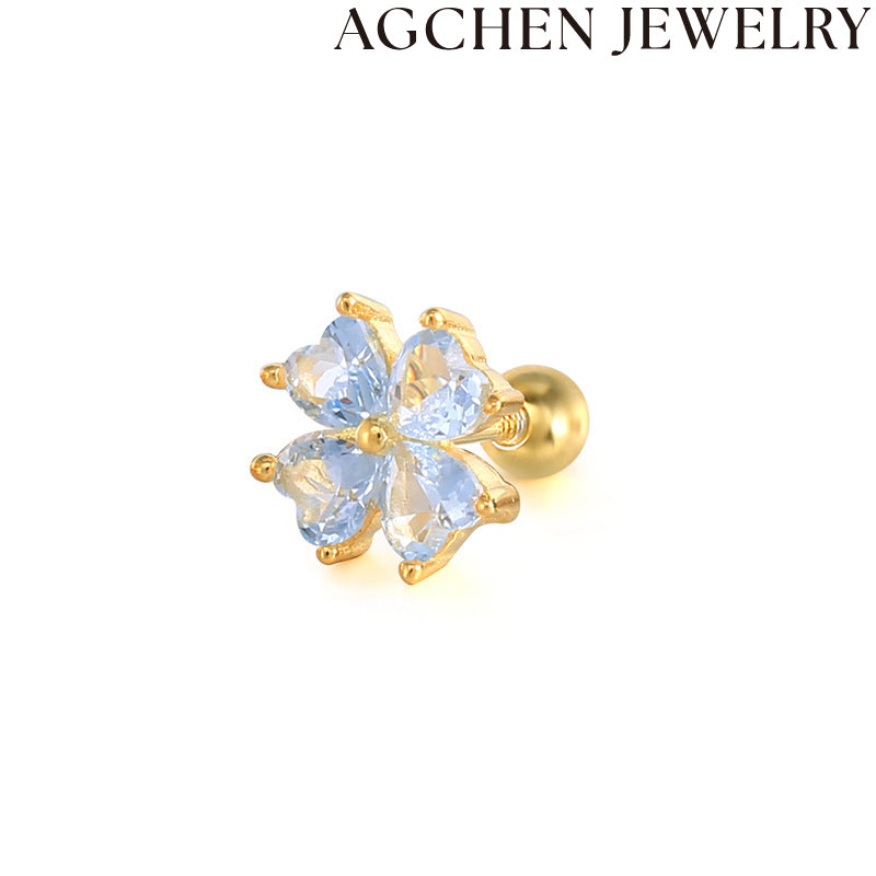 AG Zirconia Flower Stud Earrings