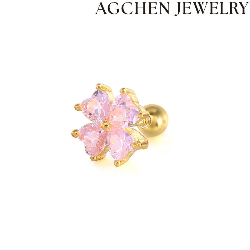 AG Zirconia Flower Stud Earrings
