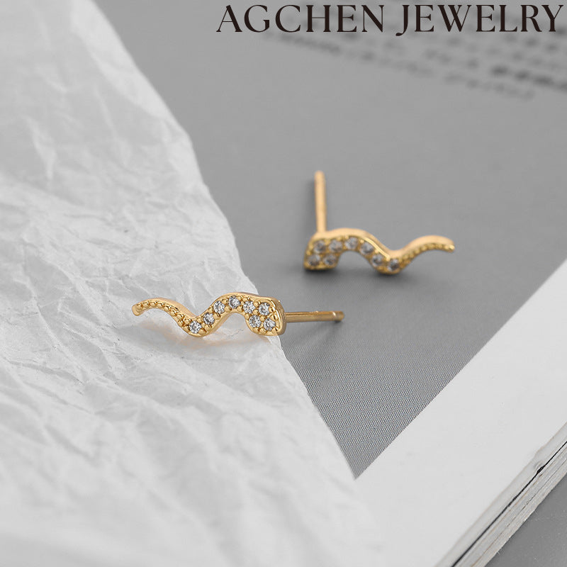 AG Serpent Zirconia Stud Earrings