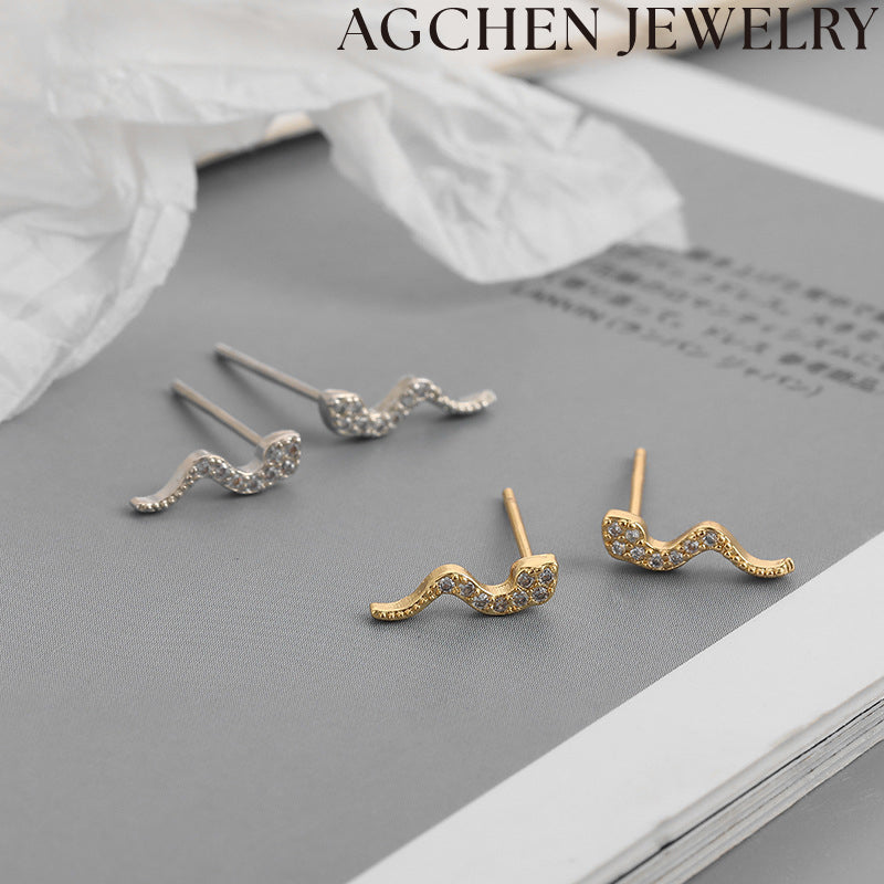 AG Serpent Zirconia Stud Earrings