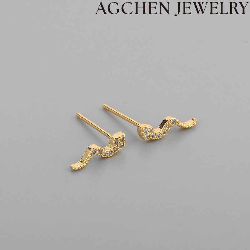 AG Serpent Zirconia Stud Earrings