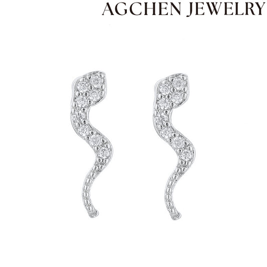 AG Serpent Zirconia Stud Orelornamaĵoj