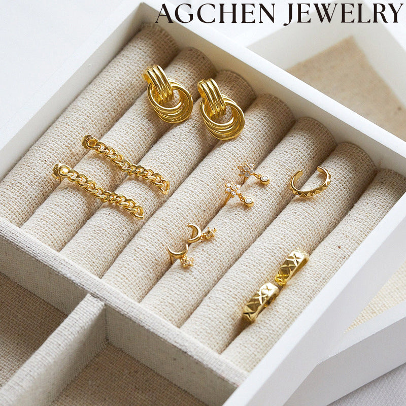 AG Hexagram Zirconia Earrings