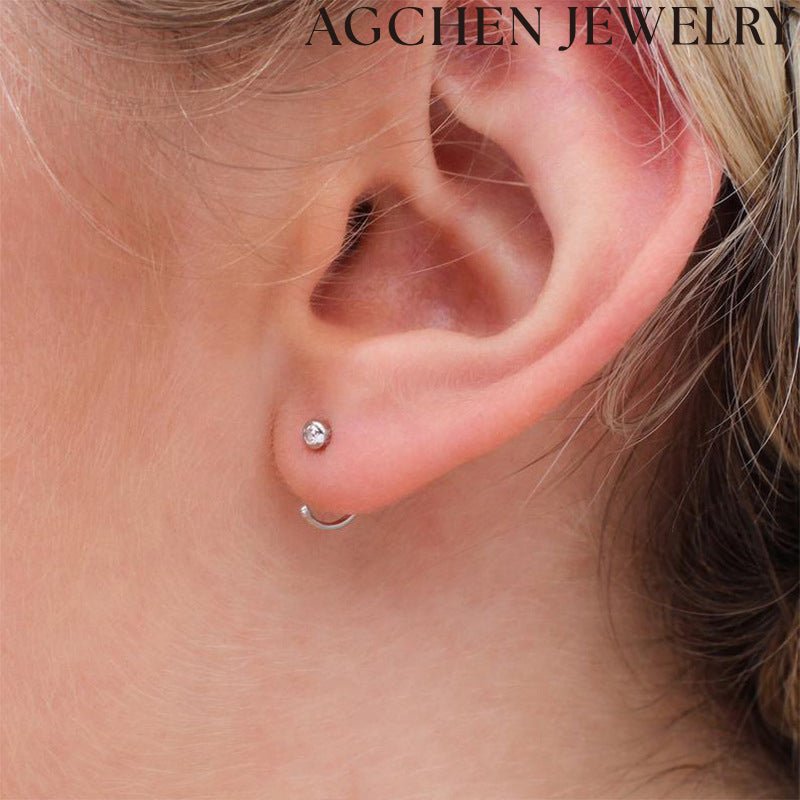AG White Zirconia Stud Earrings