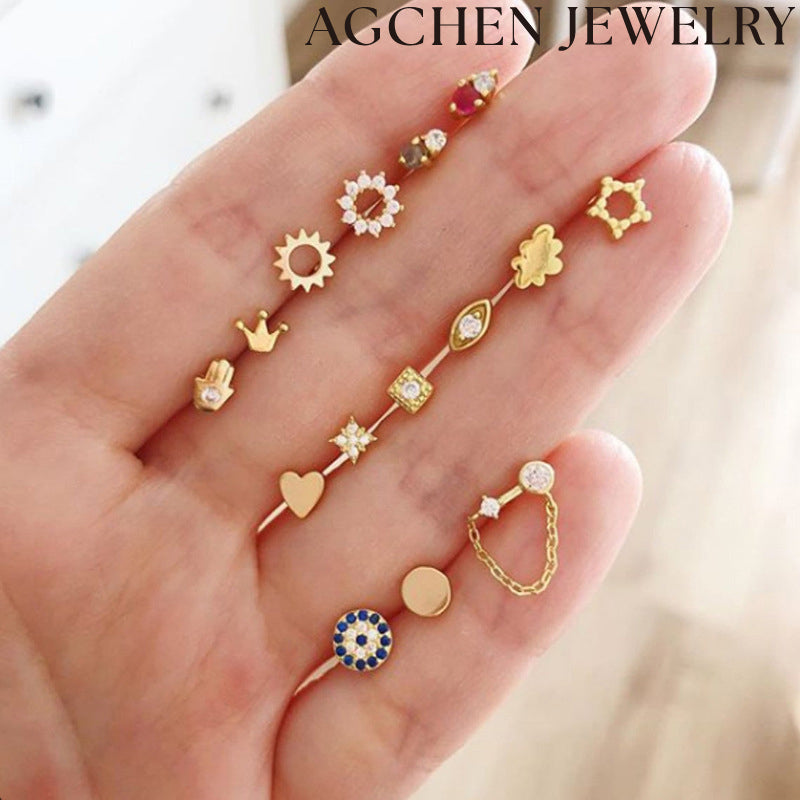 AG Sunburst Zirconia Stud Earrings