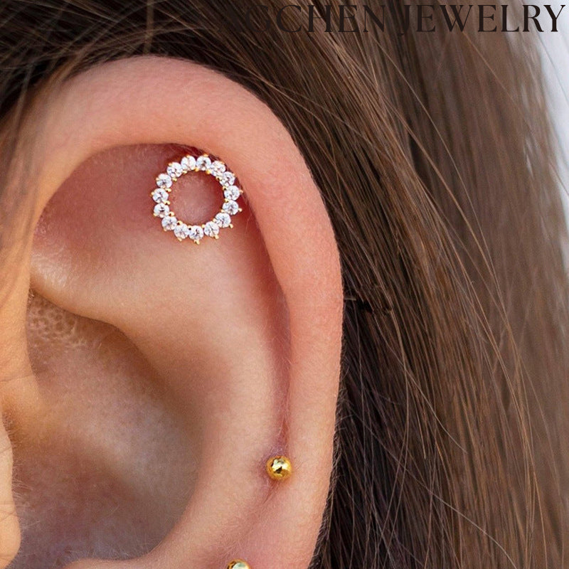 AG Sunburst Zirconia Stud Earrings