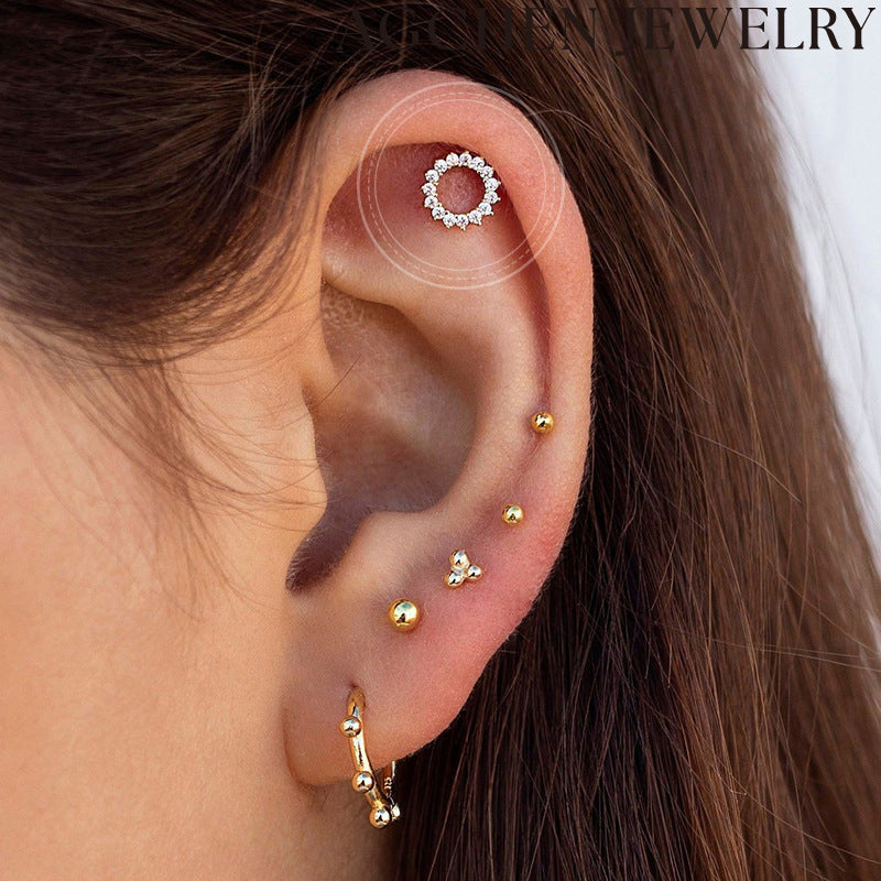 AG Sunburst Zirconia Stud Earrings