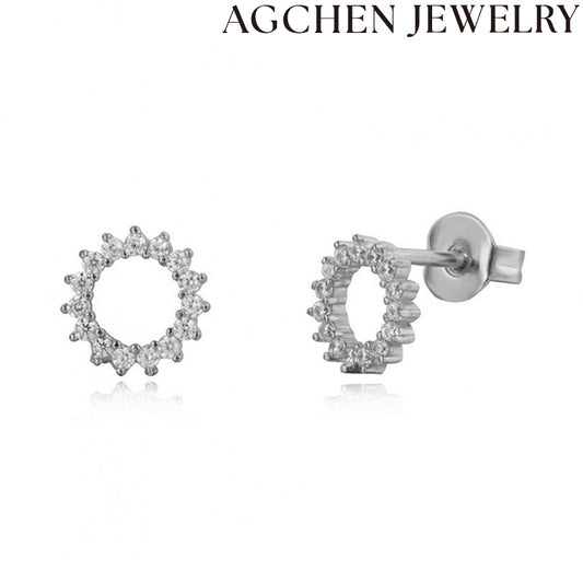 AG Sunburst Zirconia Stud Earrings
