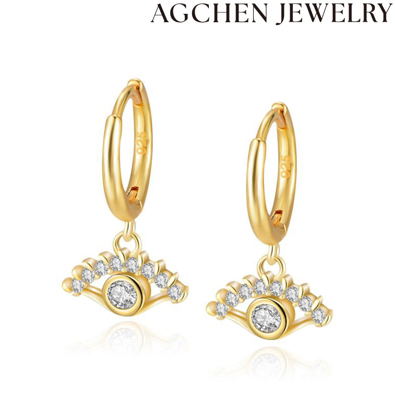 AG Eye-Shaped Zirconia Earrings for Women