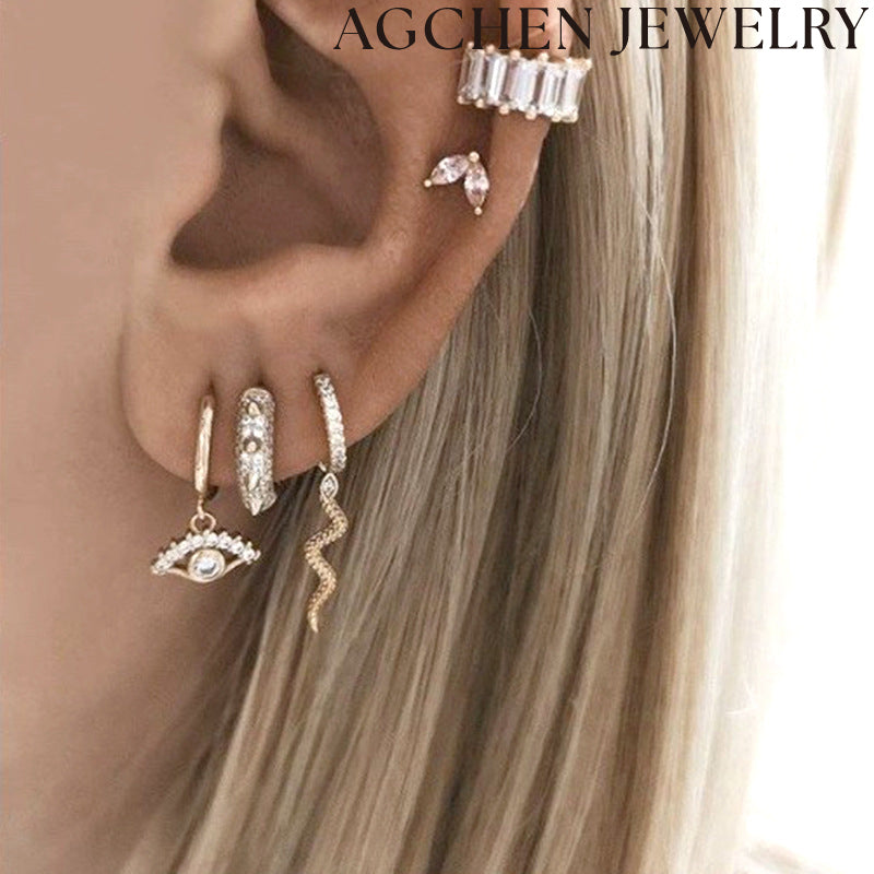 AG Eye-Shaped Zirconia Earrings for Women