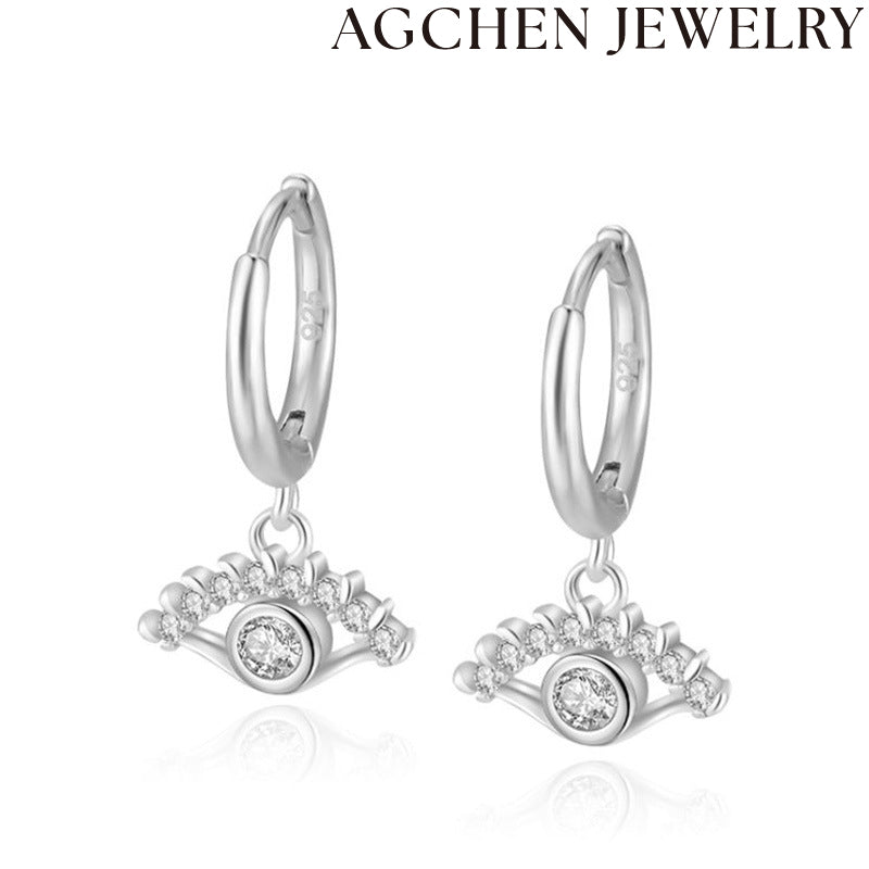 AG Eye-Shaped Zirconia Earrings for Women