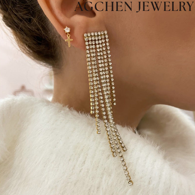 AG Elegant White Zirconia Hoop Earrings