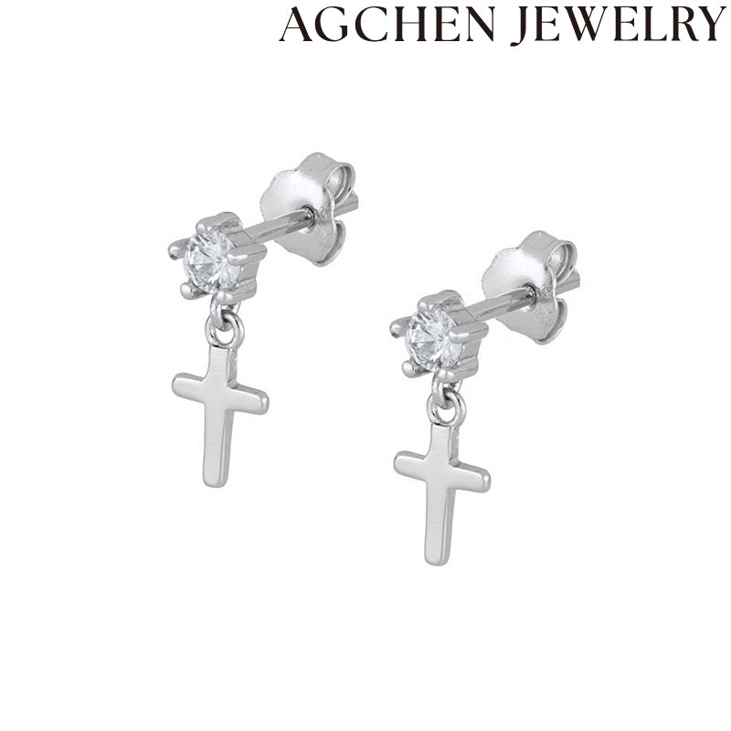AG Elegant White Zirconia Hoop Earrings