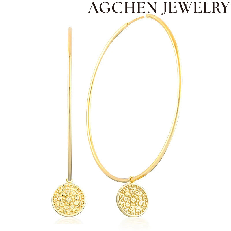AG Large Hoop Earrings with Zirconia Detailing