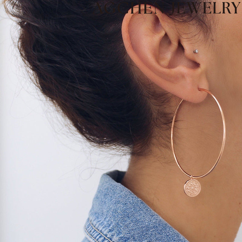 AG Large Hoop Earrings with Zirconia Detailing