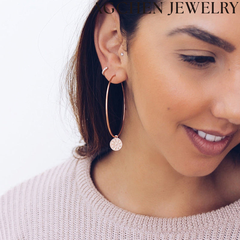 AG Large Hoop Earrings with Zirconia Detailing