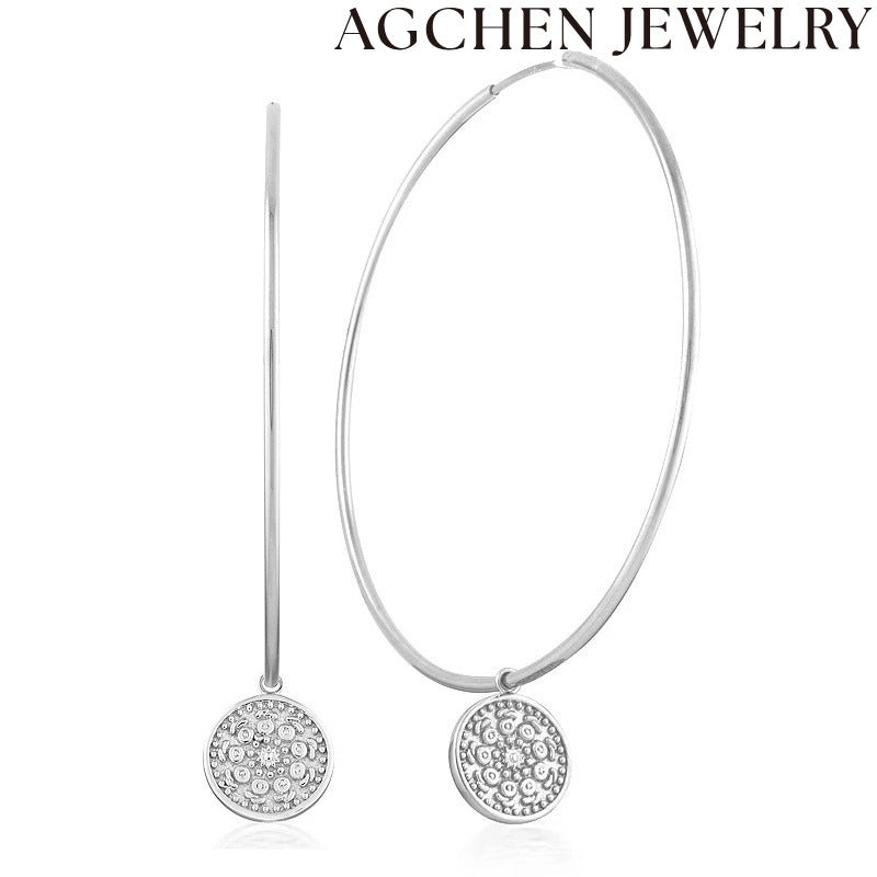 AG Large Hoop Earrings with Zirconia Detailing
