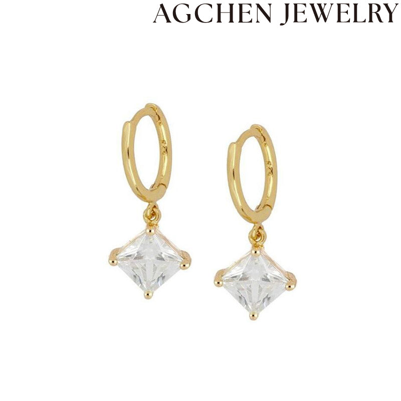AG Square Zirconia Earrings