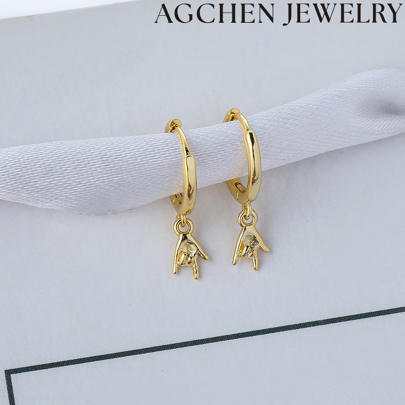 AG Heart-Shaped "I Love You" Earrings