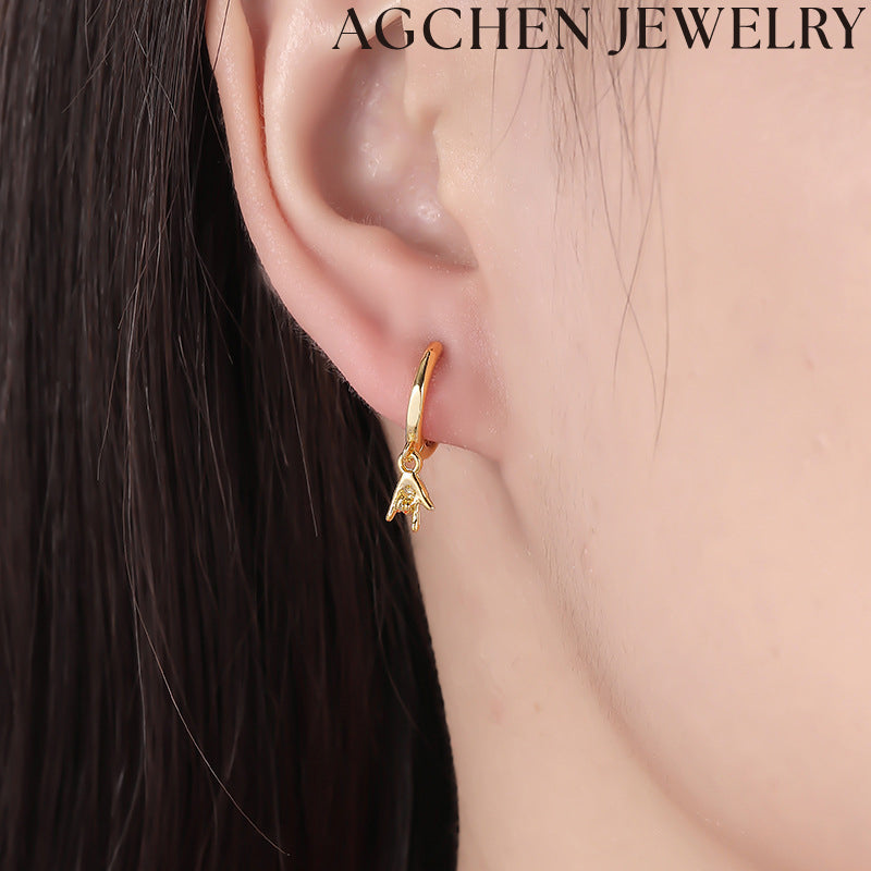 AG Heart-Shaped "I Love You" Earrings