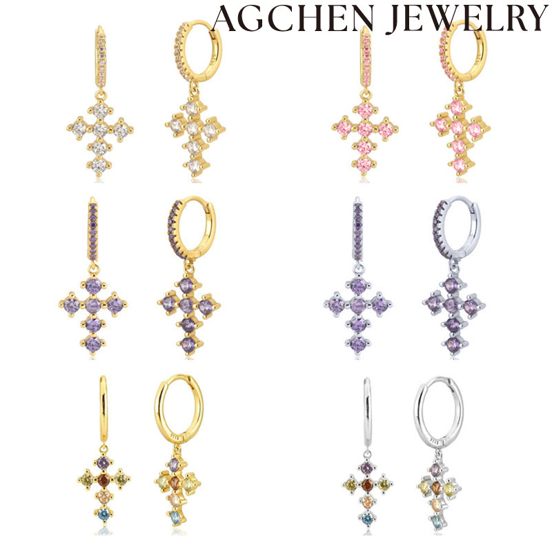 AG Zirconia Cross Earrings