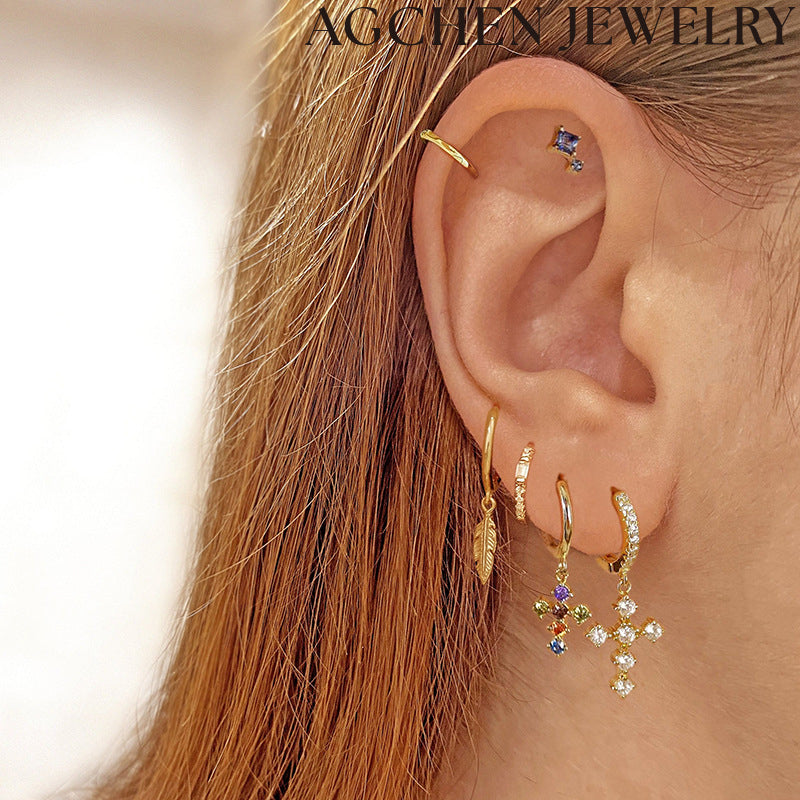 AG Zirconia Cross Earrings