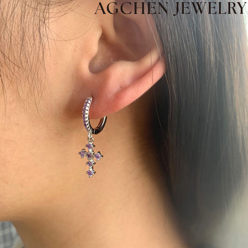 AG Zirconia Cross Earrings
