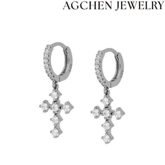 AG Zirconia Cross Earrings