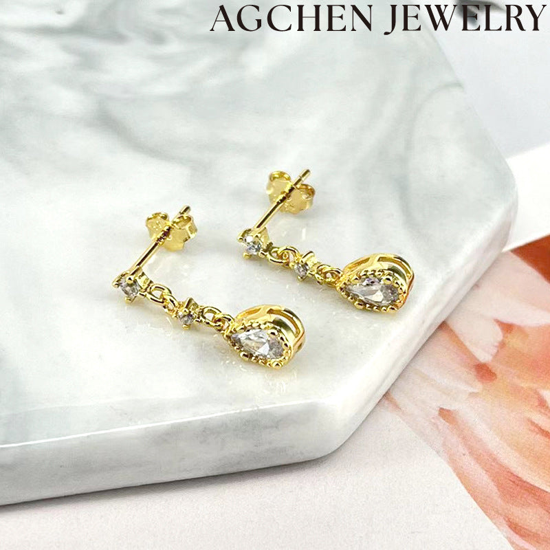 AG Teardrop Zirconia Stud Earrings