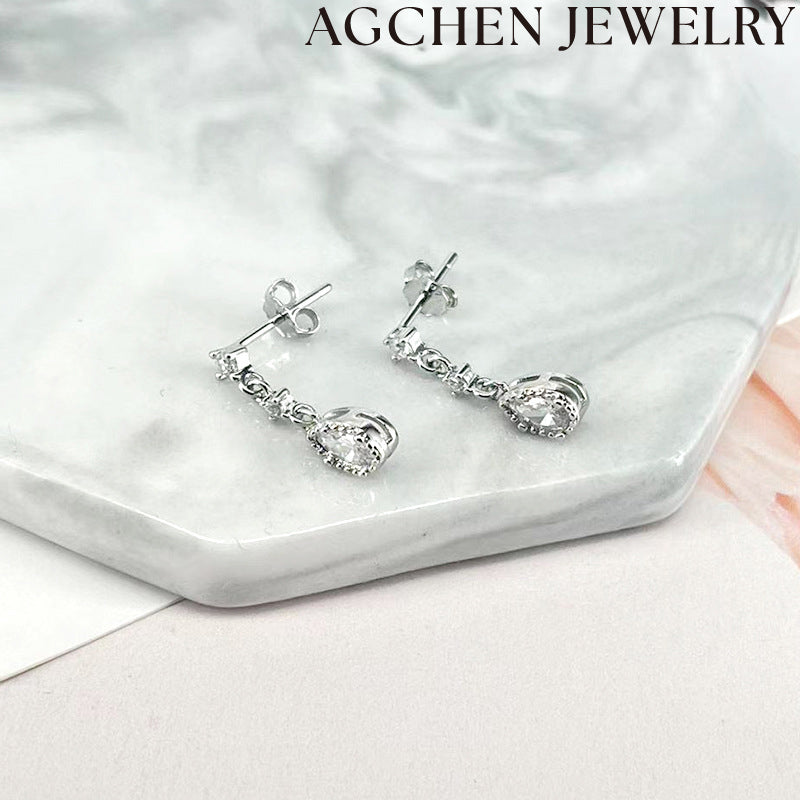 AG Teardrop Zirconia Stud Earrings