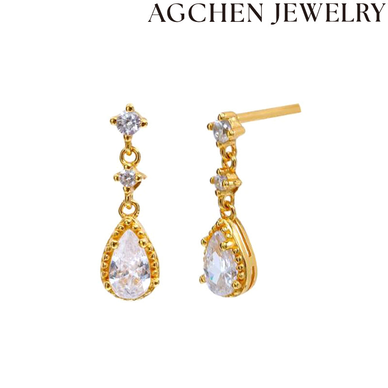 AG Teardrop Zirconia Stud Earrings