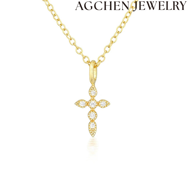 AG Zircon Cross Necklace