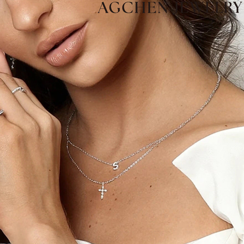 AG Zircon Cross Necklace