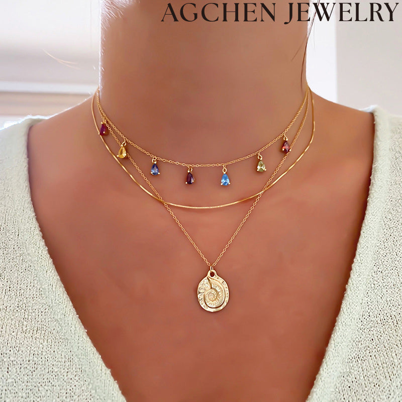 AG Teardrop Zircon Necklace