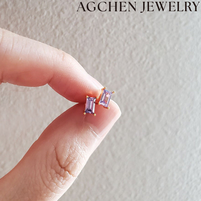AG Delicate Colorful Zirconia Teardrop Earrings