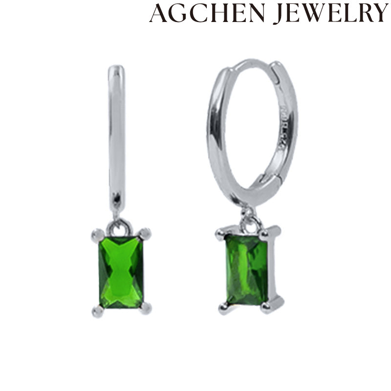 AG Deep Green Zircon Earrings