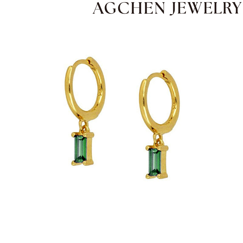 AG Deep Green Zircon Earrings