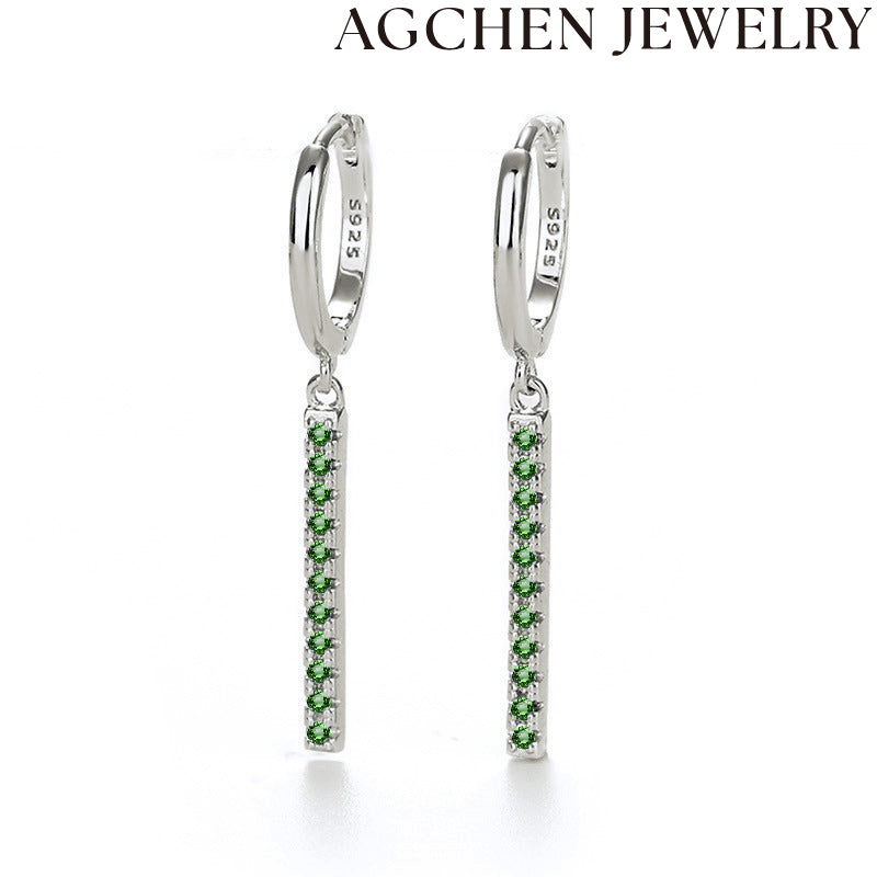 AG Dark Emerald Zircon Earrings