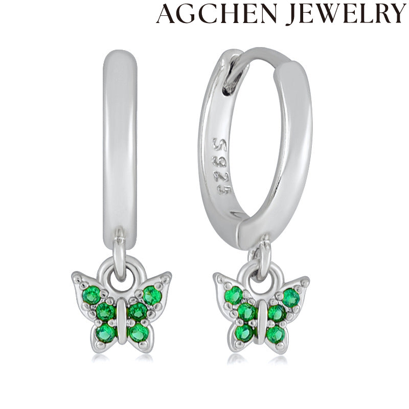 AG Green Butterfly Zircon Earrings
