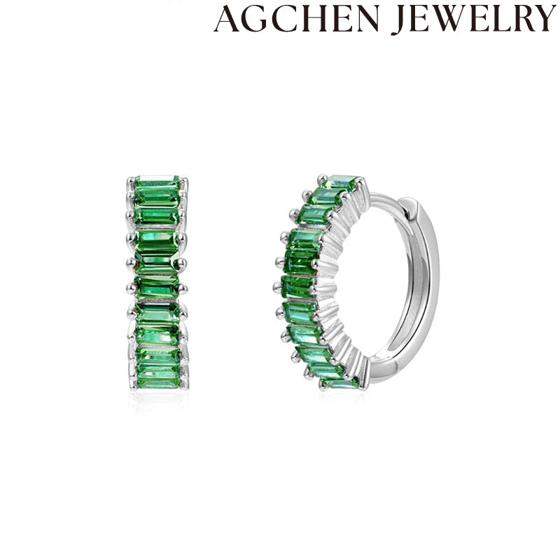 AG Elegant Women's Green Zircon Earrings