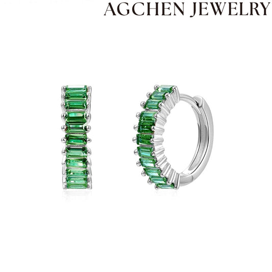 AG Elegant Virinaj Verdaj Zirkonaj Orelornamaĵoj
