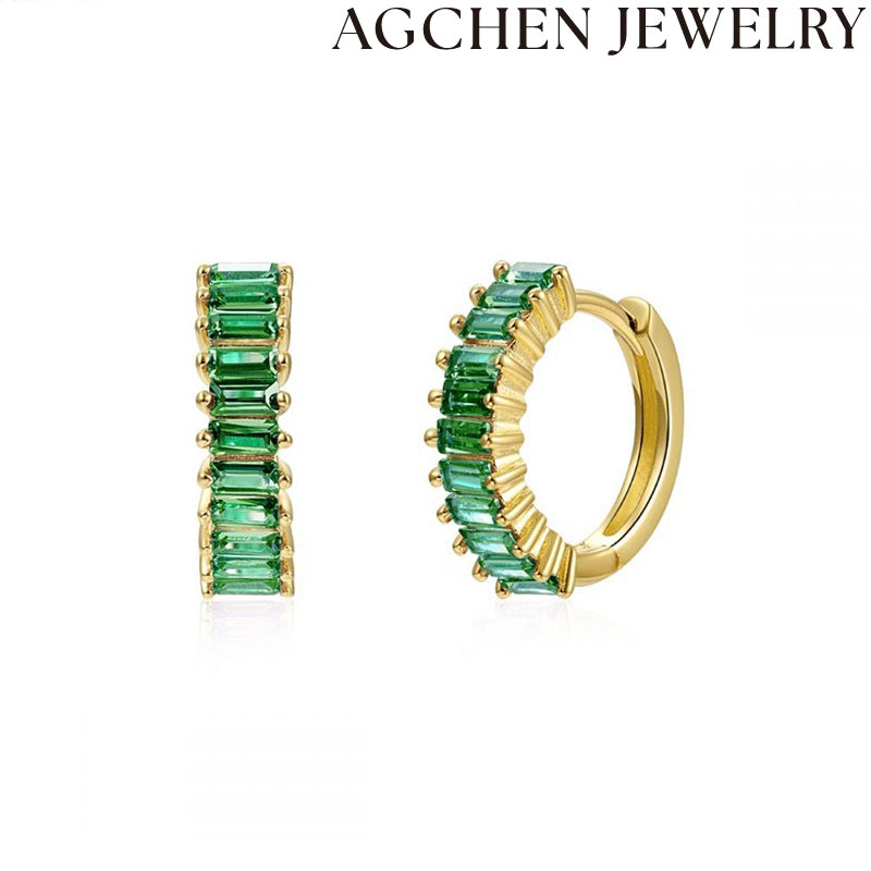 AG Elegant Women's Green Zircon Earrings