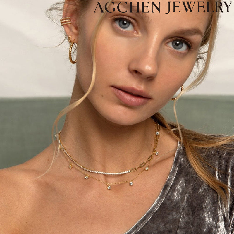 AG Mini Hexagon Zircon Necklace
