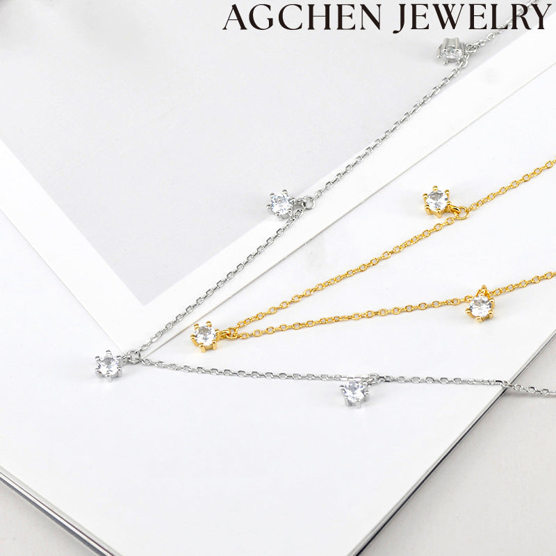 AG Mini Hexagon Zircon Necklace