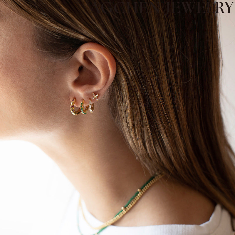 AG Twisted Spiral Earrings with Zirconia