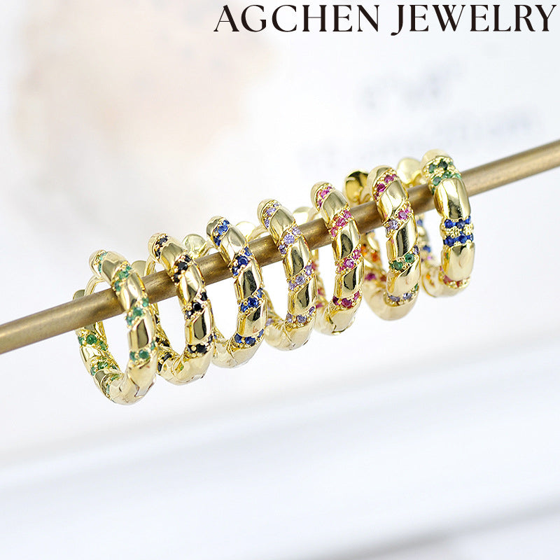 AG Twisted Spiral Earrings with Zirconia